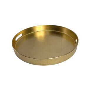 13" Round Plastic Distressed  Gold Decorative Tray Side Handles Home Decor New